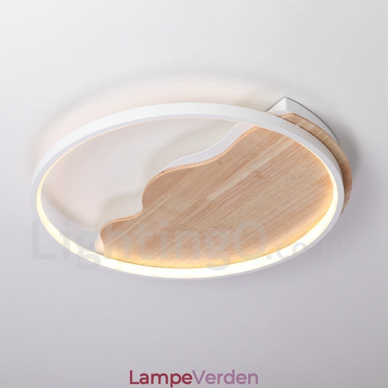 Dæmpbar hvid sky rund træloftslampe Ultratynd loftslampe kan også bruges som væglampe