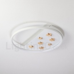Dæmpbar hvide stjerner Rund træloftslampe Ultratynd loftslampe kan også bruges som væglampe
