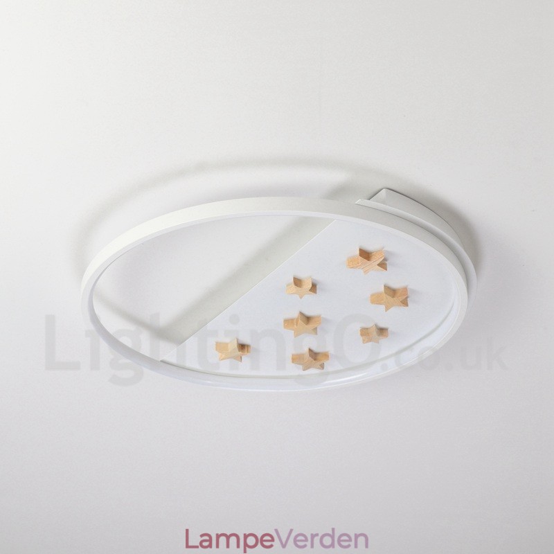 Dæmpbar hvide stjerner Rund træloftslampe Ultratynd loftslampe kan også bruges som væglampe