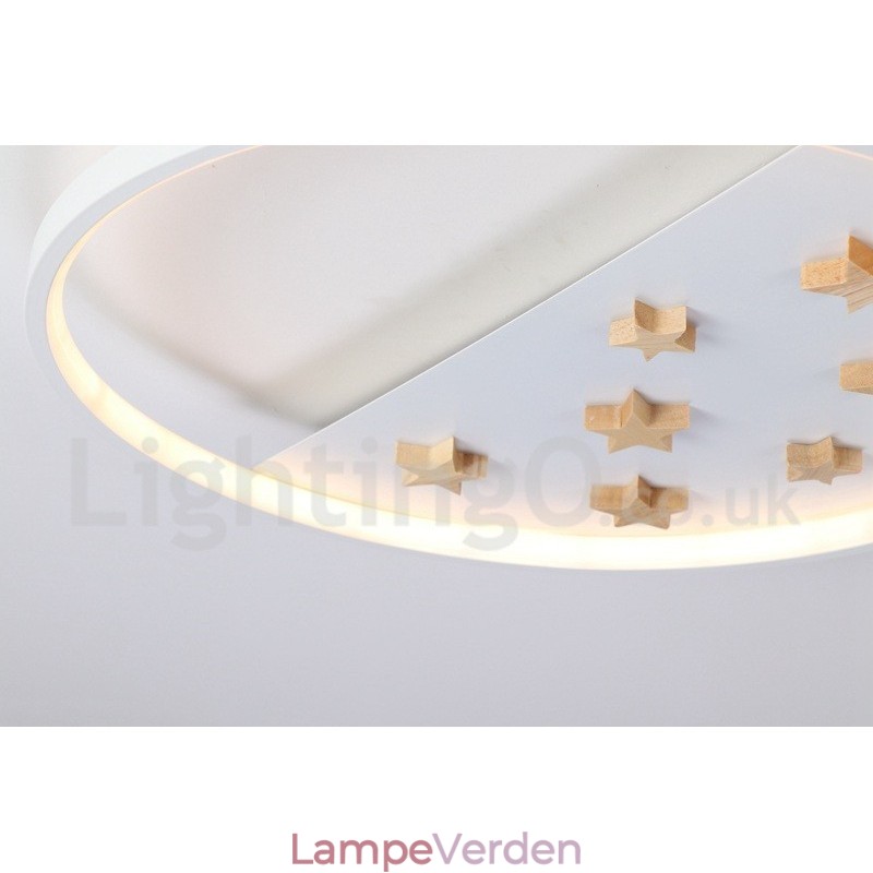 Dæmpbar hvide stjerner Rund træloftslampe Ultratynd loftslampe kan også bruges som væglampe