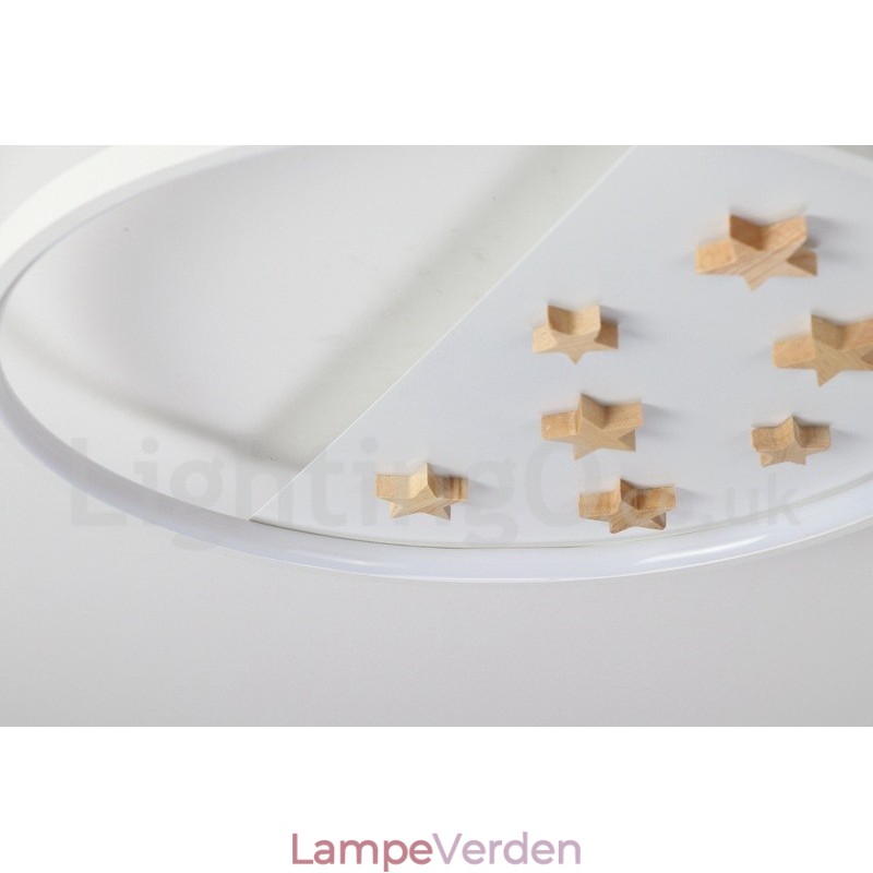 Dæmpbar hvide stjerner Rund træloftslampe Ultratynd loftslampe kan også bruges som væglampe