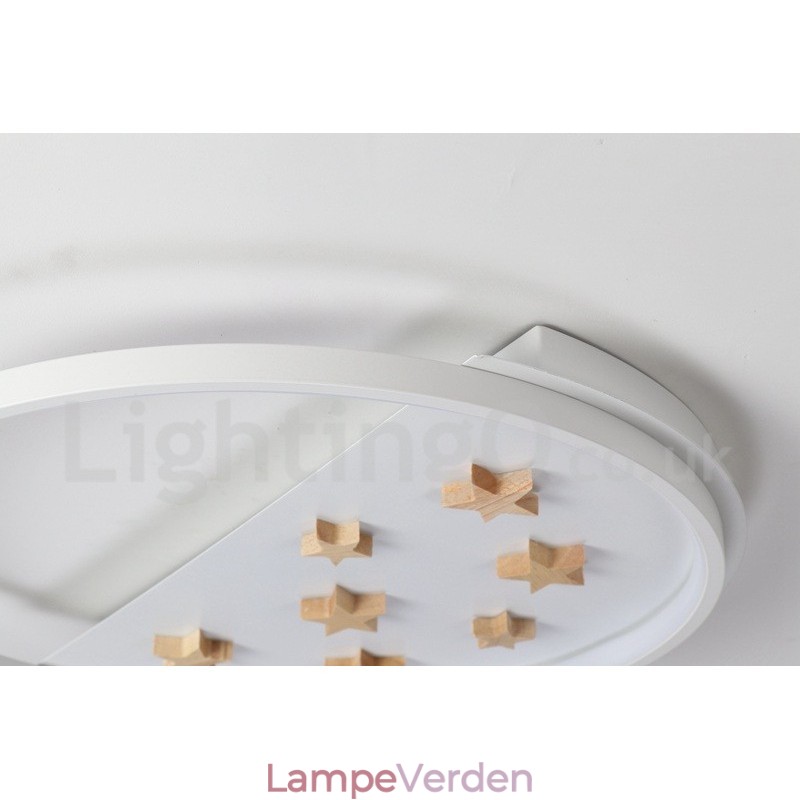 Dæmpbar hvide stjerner Rund træloftslampe Ultratynd loftslampe kan også bruges som væglampe
