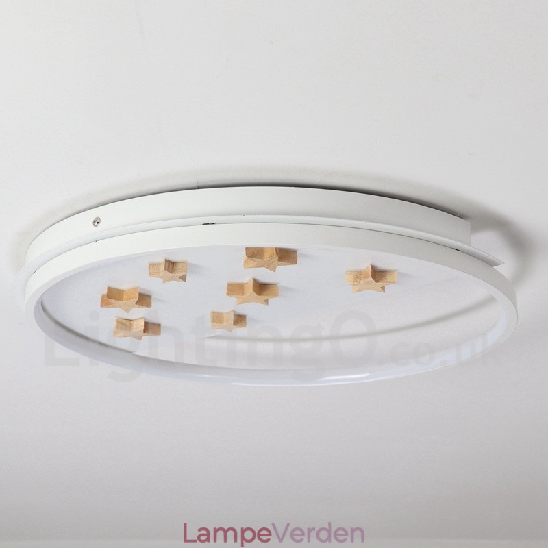 Dæmpbar hvide stjerner Rund træloftslampe Ultratynd loftslampe kan også bruges som væglampe