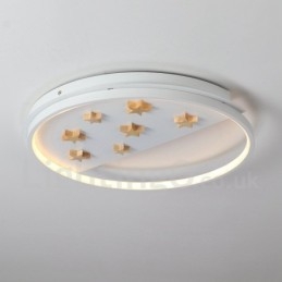 Dæmpbar hvide stjerner Rund træloftslampe Ultratynd loftslampe kan også bruges som væglampe
