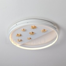 Dæmpbar hvide stjerner Rund træloftslampe Ultratynd loftslampe kan også bruges som væglampe