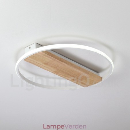 Dæmpbar hvid rund træloftslampe Ultratynd loftslampe kan også bruges som væglampe Dæmpbar hvid rund træloftslampe Ultratynd loftslampe kan også bruges som væglampe