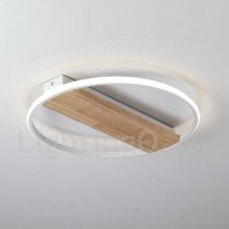 Dæmpbar hvid rund træloftslampe Ultratynd loftslampe kan også bruges som væglampe