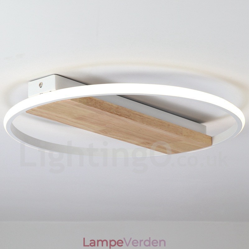 Dæmpbar hvid rund træloftslampe Ultratynd loftslampe kan også bruges som væglampe