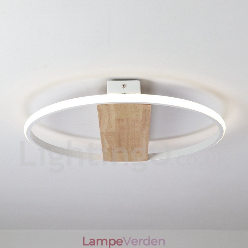 Dæmpbar hvid rund træloftslampe Ultratynd loftslampe kan også bruges som væglampe