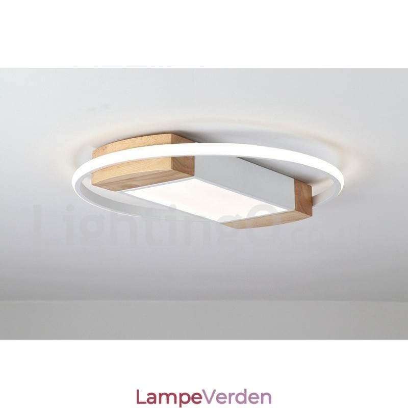 Dæmpbar hvid rund træloftslampe Ultratynd loftslampe kan også bruges som væglampe