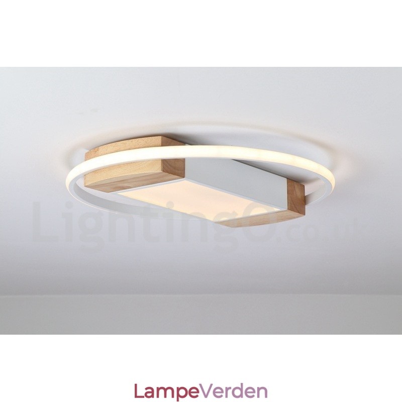 Dæmpbar hvid rund træloftslampe Ultratynd loftslampe kan også bruges som væglampe