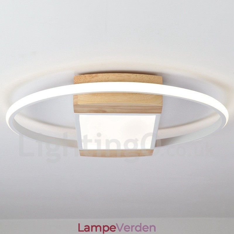 Dæmpbar hvid rund træloftslampe Ultratynd loftslampe kan også bruges som væglampe