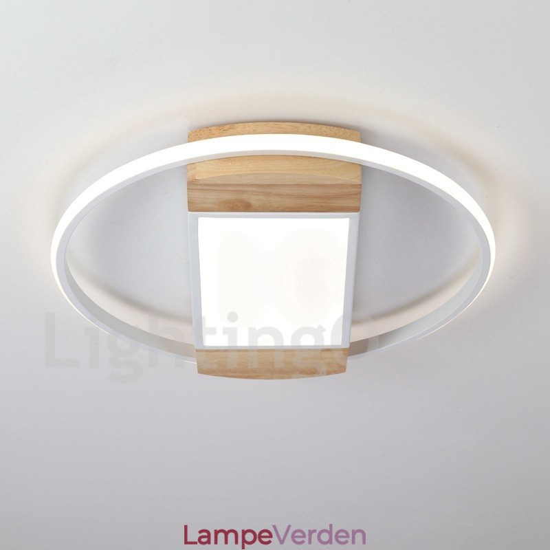 Dæmpbar hvid rund træloftslampe Ultratynd loftslampe kan også bruges som væglampe