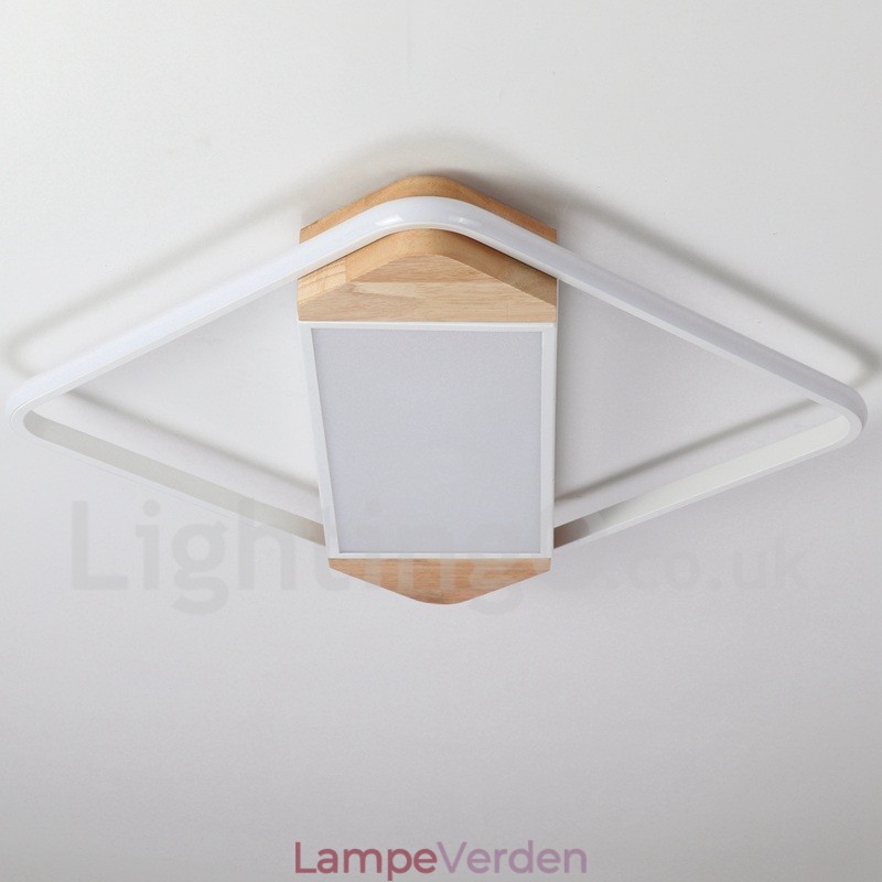 Dæmpbar hvid firkantet træloftslampe Ultratynd loftslampe kan også bruges som væglampe