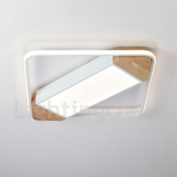 Dæmpbar hvid firkantet træloftslampe Ultratynd loftslampe kan også bruges som væglampe