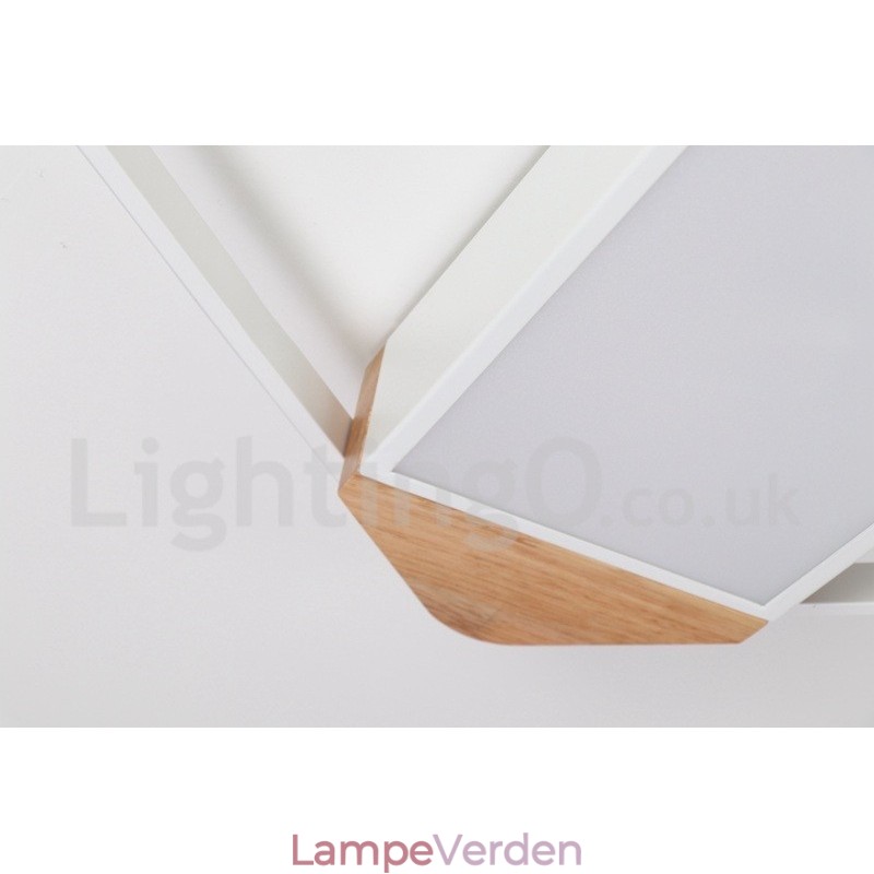 Dæmpbar hvid firkantet træloftslampe Ultratynd loftslampe kan også bruges som væglampe