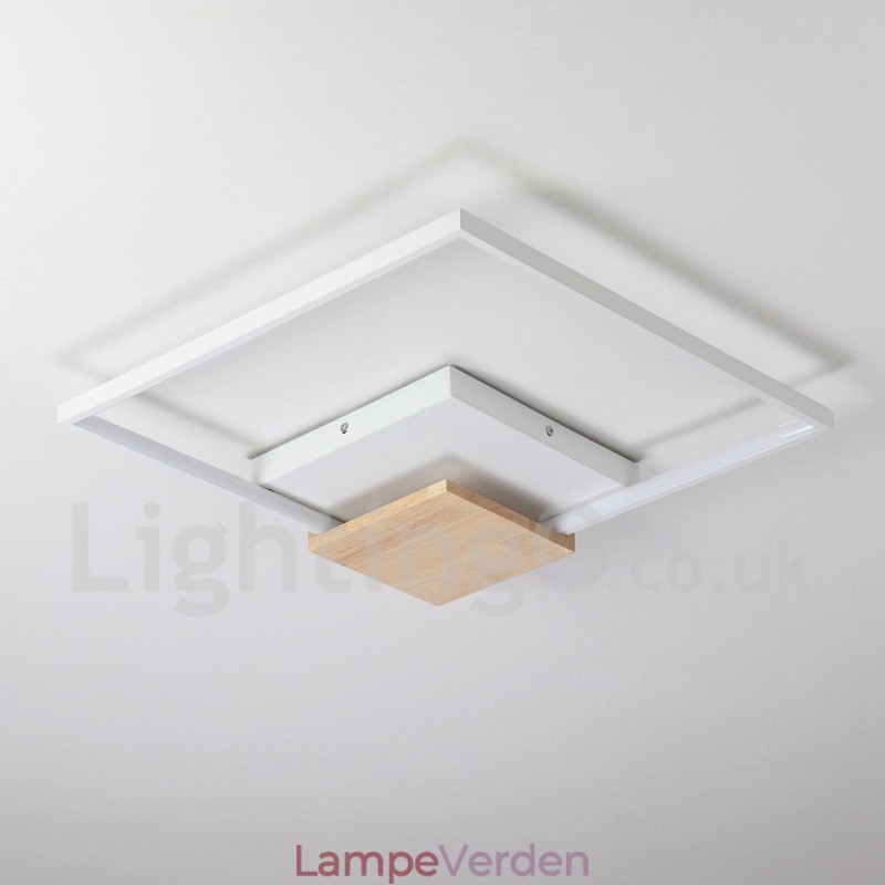 Dæmpbar hvid firkantet træloftslampe Ultratynd loftslampe kan også bruges som væglampe