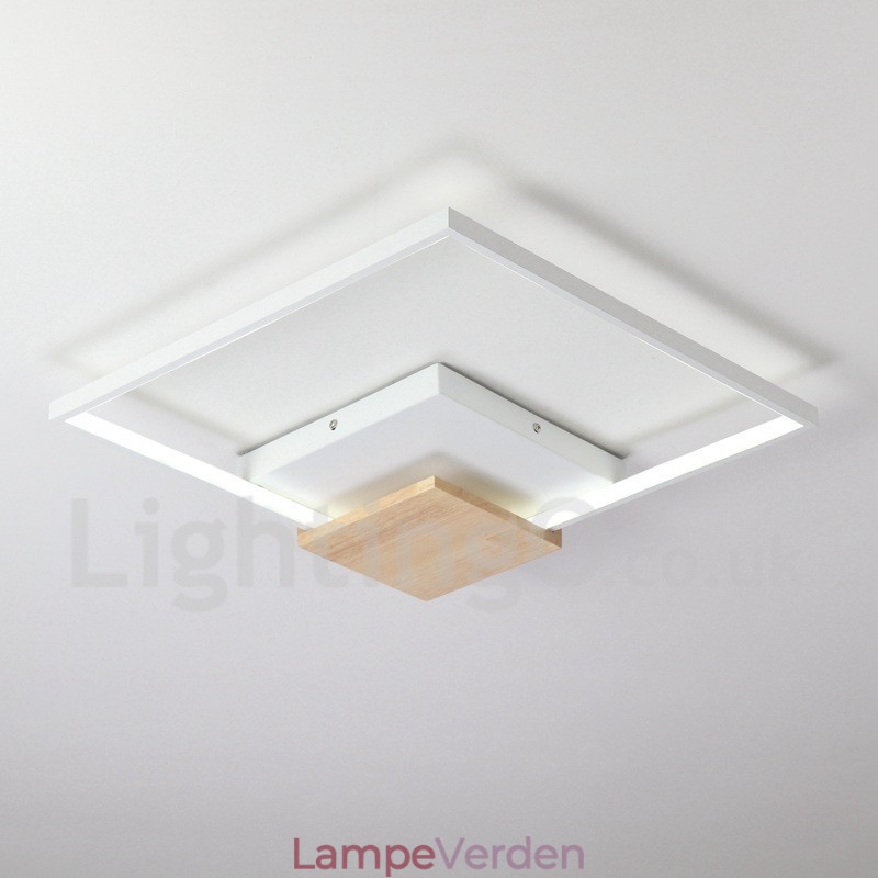 Dæmpbar hvid firkantet træloftslampe Ultratynd loftslampe kan også bruges som væglampe