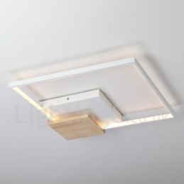 Dæmpbar hvid firkantet træloftslampe Ultratynd loftslampe kan også bruges som væglampe