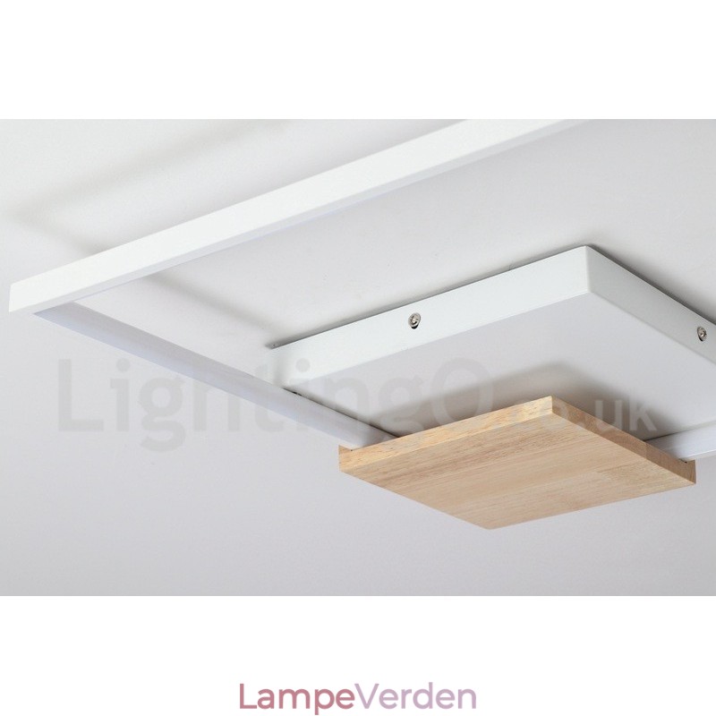 Dæmpbar hvid firkantet træloftslampe Ultratynd loftslampe kan også bruges som væglampe