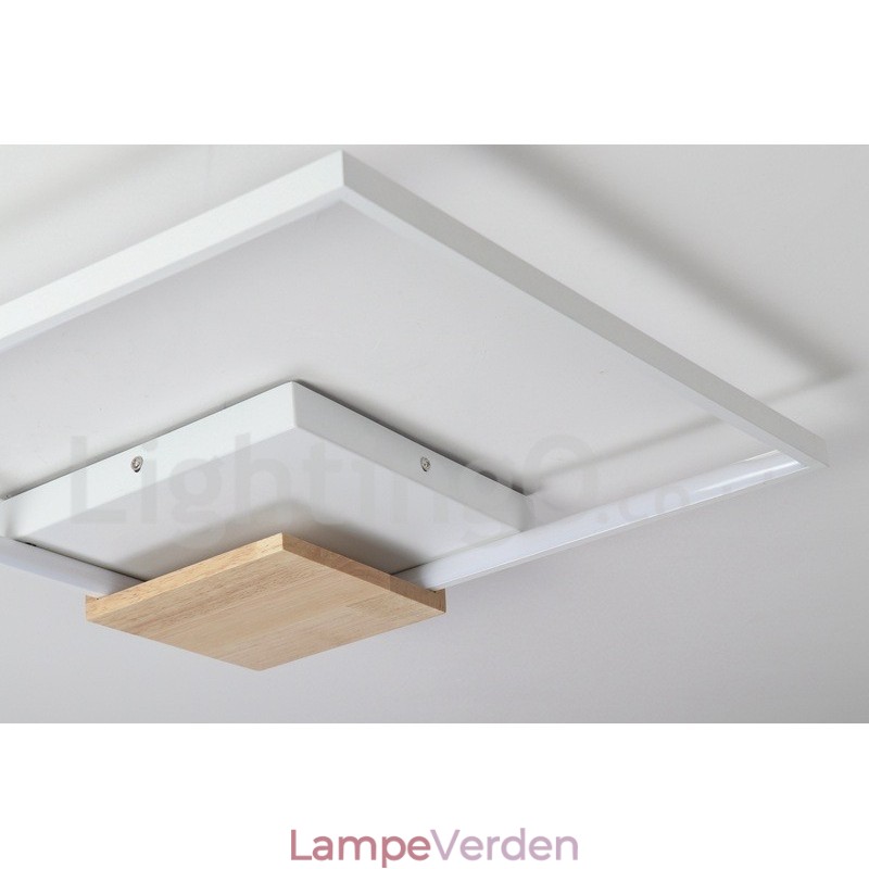 Dæmpbar hvid firkantet træloftslampe Ultratynd loftslampe kan også bruges som væglampe