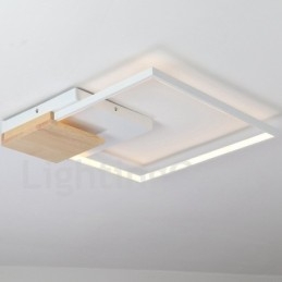Dæmpbar hvid firkantet træloftslampe Ultratynd loftslampe kan også bruges som væglampe