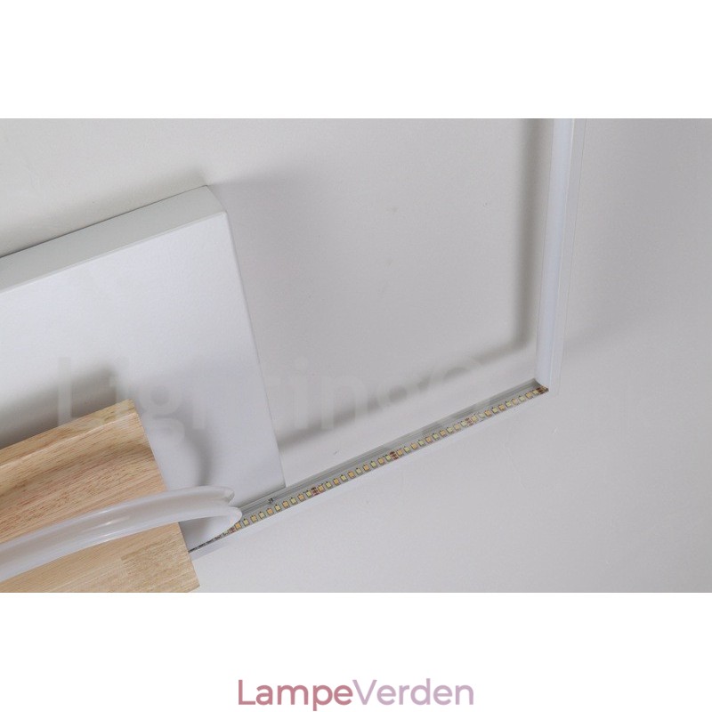 Dæmpbar hvid firkantet træloftslampe Ultratynd loftslampe kan også bruges som væglampe