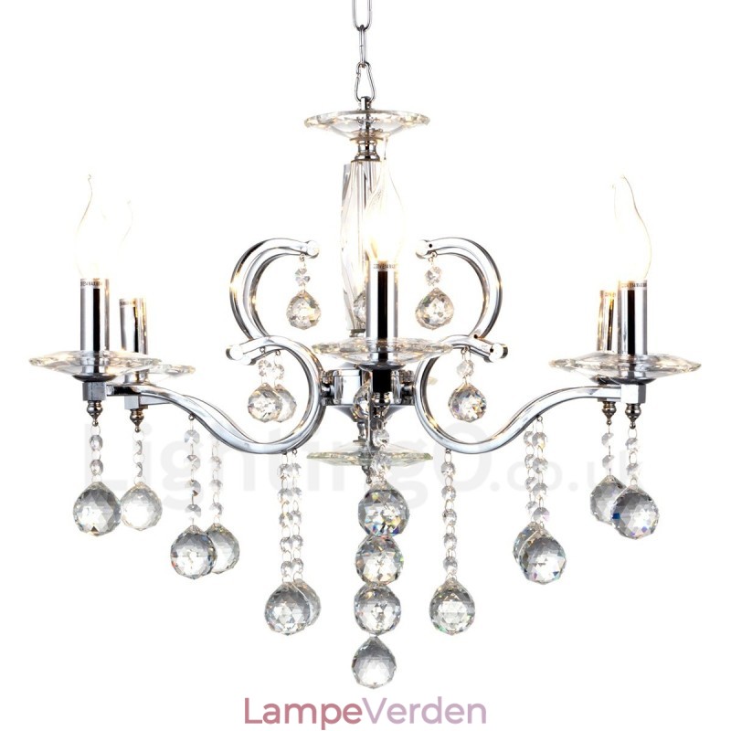 Elegant krystal lysekrone i krom