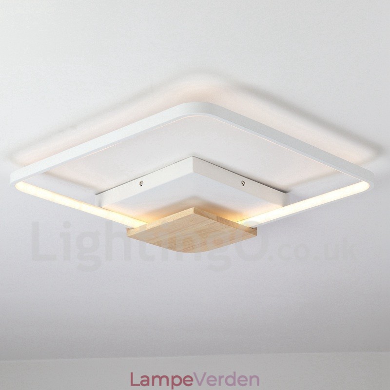 Dæmpbar hvid firkantet træloftslampe Ultratynd loftslampe kan også bruges som væglampe