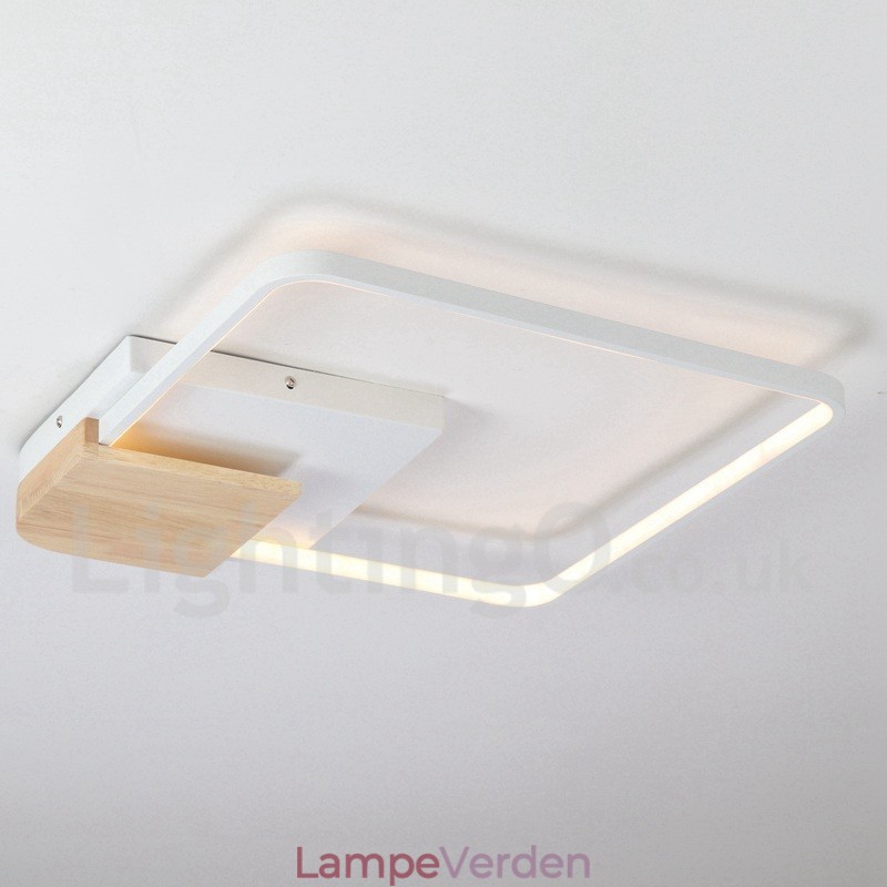 Dæmpbar hvid firkantet træloftslampe Ultratynd loftslampe kan også bruges som væglampe