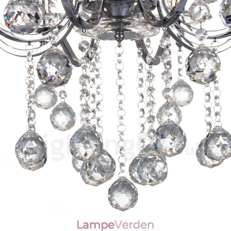 Elegant krystal lysekrone i krom