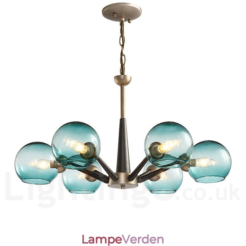 Retro Vintage Magic Bean rustik lysekrone med flere farver glasskærme