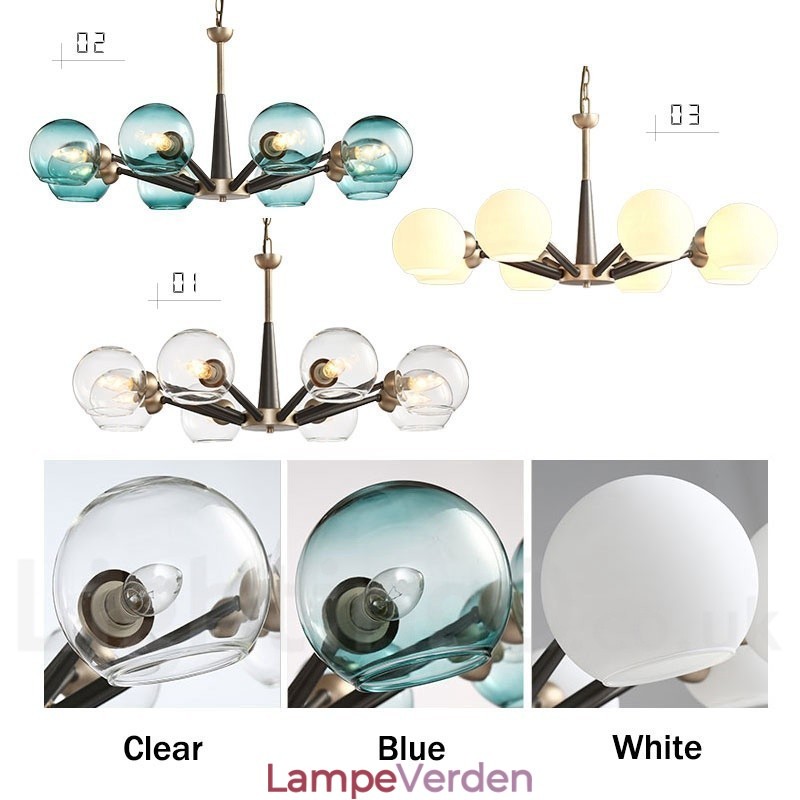 Retro Vintage Magic Bean rustik lysekrone med flere farver glasskærme