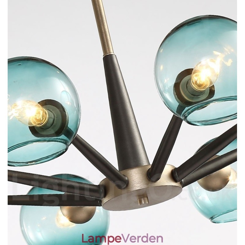 Retro Vintage Magic Bean rustik lysekrone med flere farver glasskærme