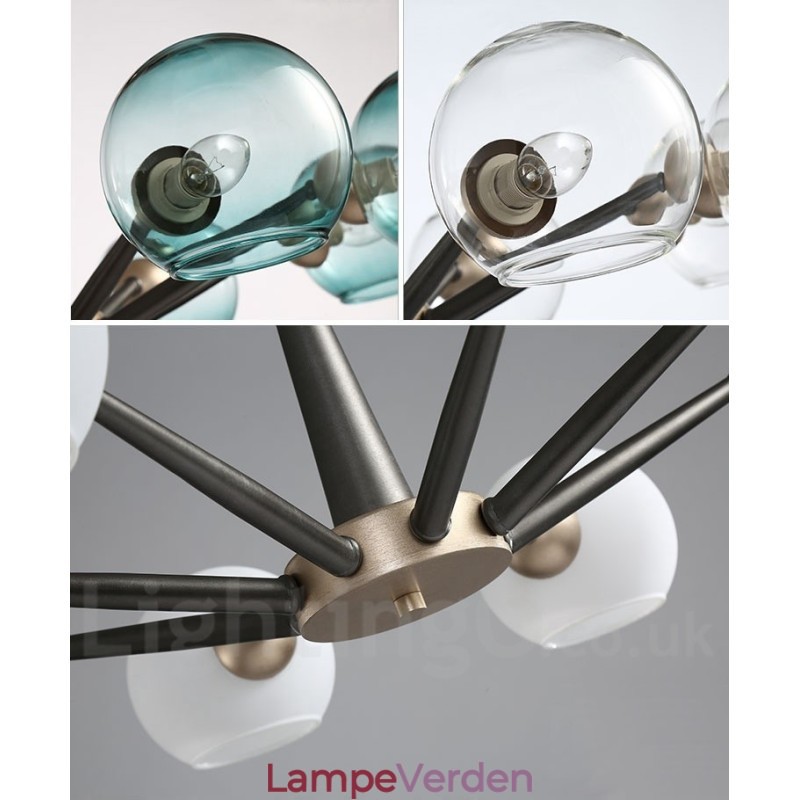 Retro Vintage Magic Bean rustik lysekrone med flere farver glasskærme