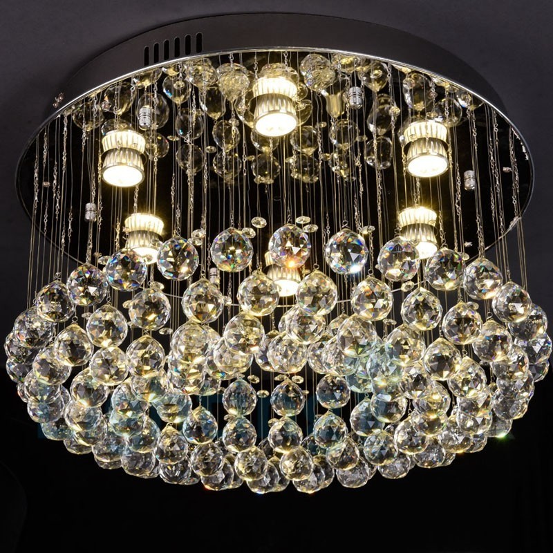 Moderne K9 Krystal Rund Flush Mount Loftslampe