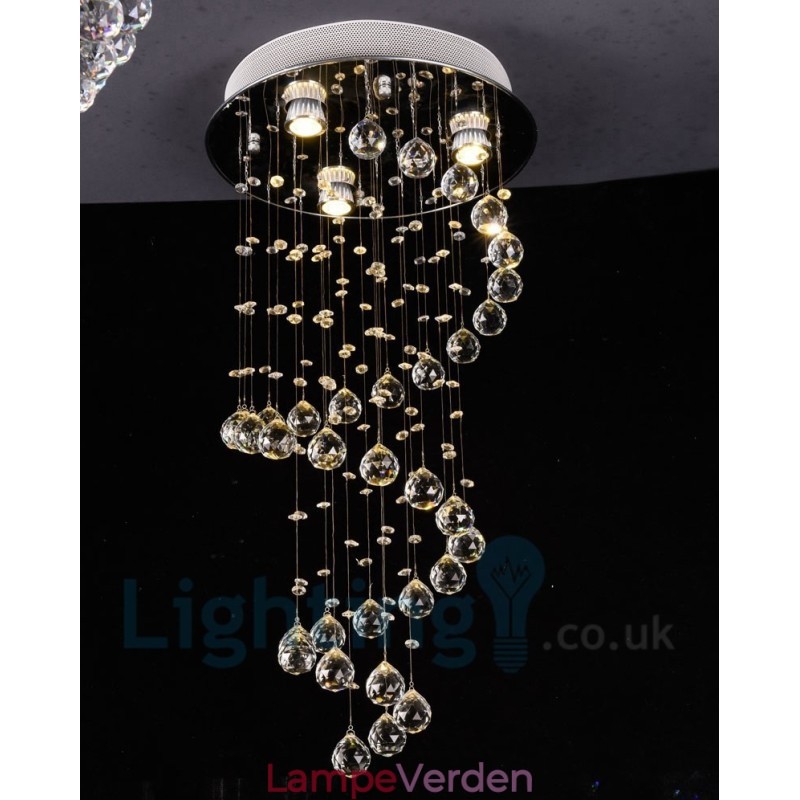 3 lys Moderne K9 Krystal Rund Flush Mount Loftslampe