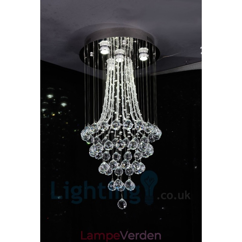 4 lys Moderne K9 Krystal Rund Flush Mount Loftslampe