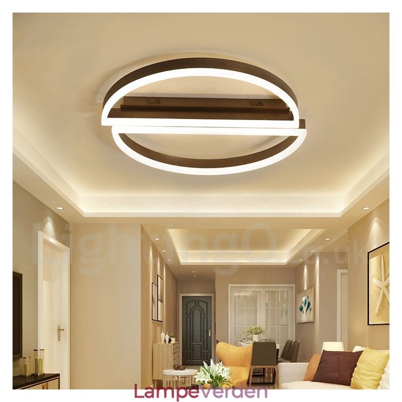 Rund moderne, moderne aluminiumsloftslampe Flush Mount Light med Remoter Dimmer kan også bruges som væglampe