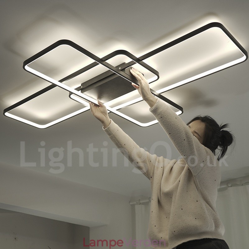 Moderne moderne aluminiumsmaleri Loftslampe Flush Mount Væglampe med Remote Dimmer til stuen Sengeværelse Kan også bruges som væglampe