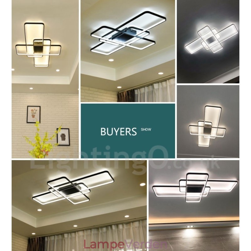 Moderne moderne aluminiumsmaleri Loftslampe Flush Mount Væglampe med Remote Dimmer til stuen Sengeværelse Kan også bruges som væglampe