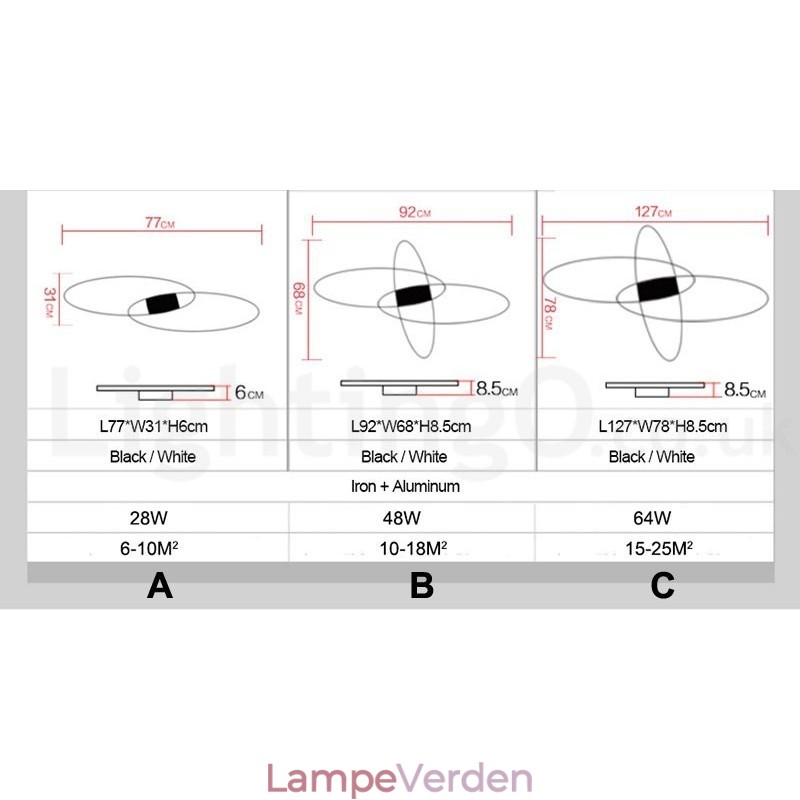 Dæmpbar Oval Moderne Moderne Loftslampe i Aluminium Flush Mount Lampe til Stue Sengeværelse Kan også bruges som væglampe