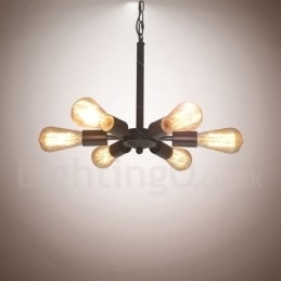 6 lys rustik retro vintage sort pendel design