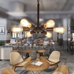 6 lys rustik retro vintage sort pendel design