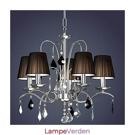 Stof lampeskærm krystal lysekrone 5 lys Stof lampeskærm krystal lysekrone 5 lys