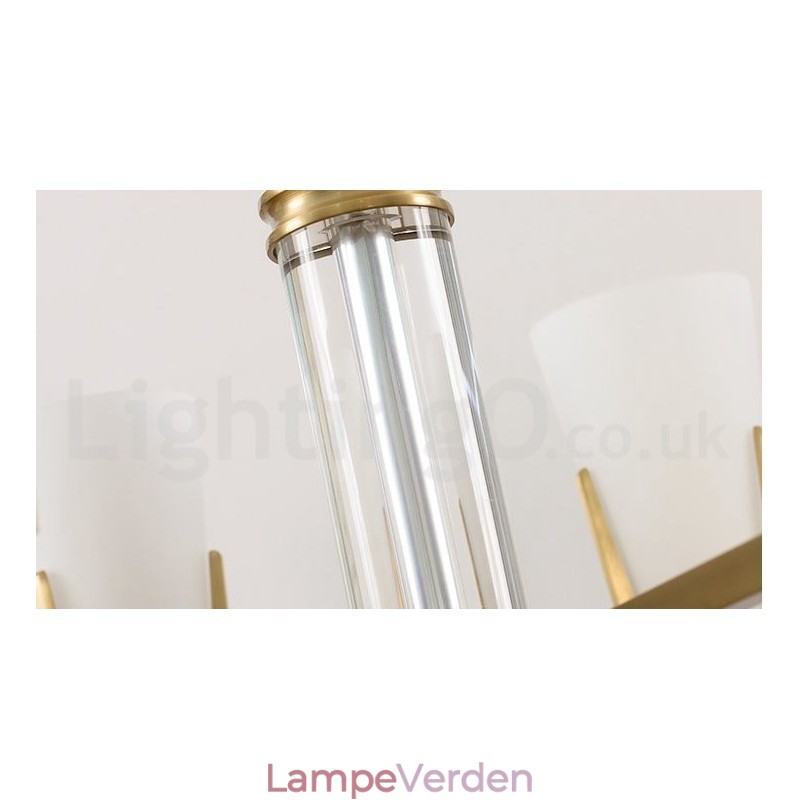 Retro vintage messing krystaller vedhæng stearinlys lysekrone med glasskærme