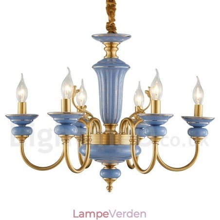 Retro vintage messing keramik vedhæng stearinlys lysekrone Retro vintage messing keramik vedhæng stearinlys lysekrone