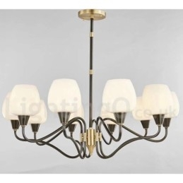 Retro vintage messing vedhæng stearinlys lysekrone med glasskærme