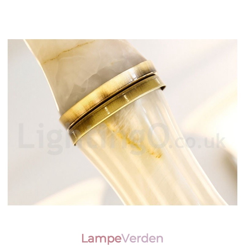 Ren messing Luksuriøs rustik retro vintage messing sten vedhæng lys lysekrone med glasskærme