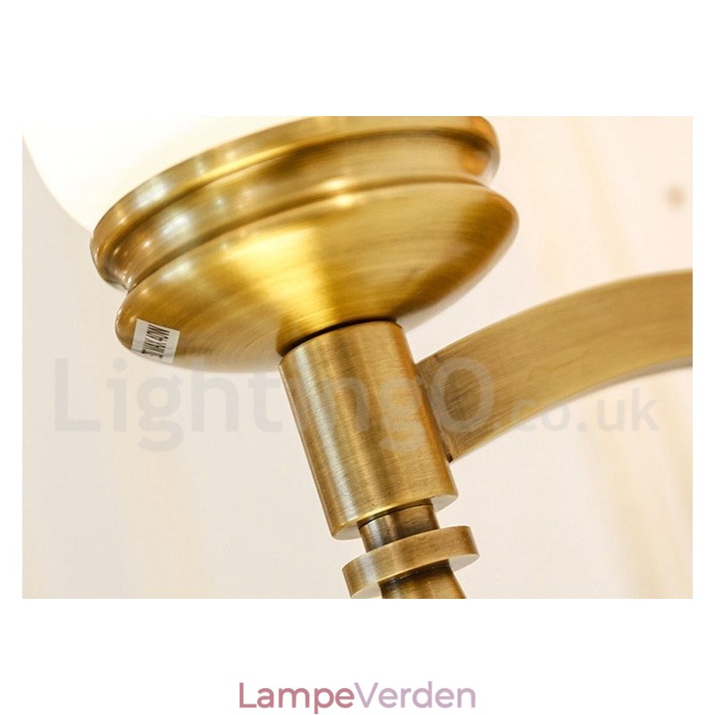 Ren messing Luksuriøs rustik retro vintage messing sten vedhæng lys lysekrone med glasskærme